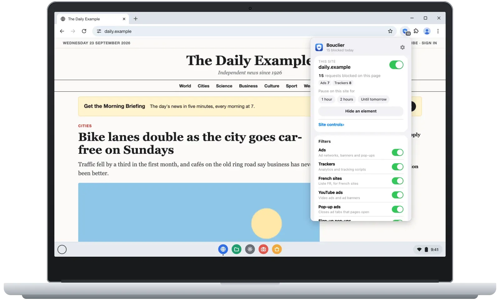 Bouclier for Chrome on a Chromebook