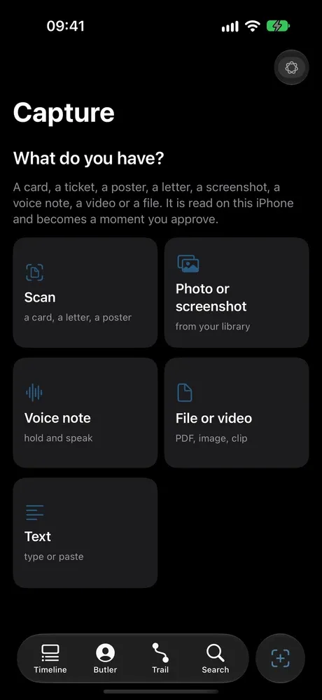 Majordome capture screen on iPhone