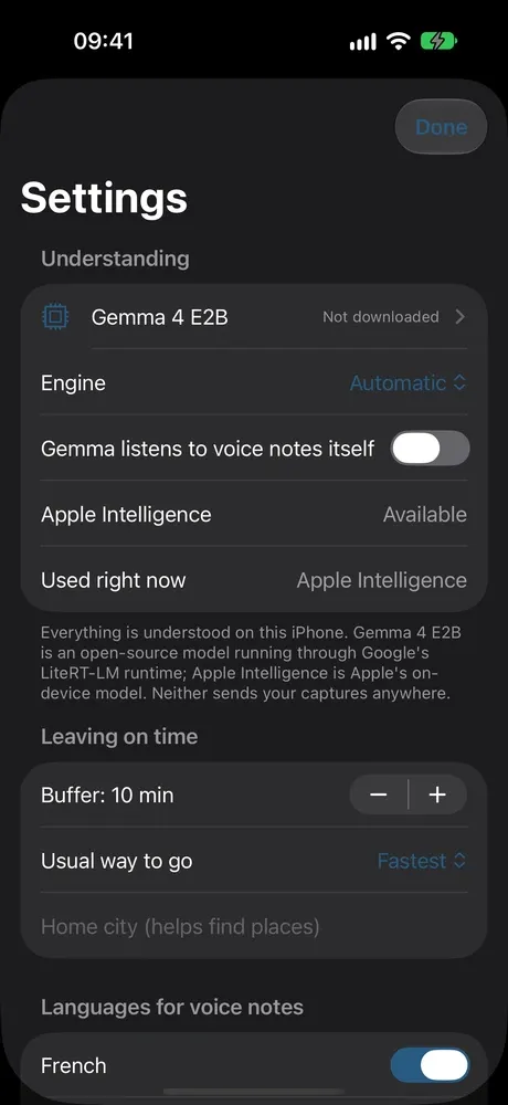 Majordome settings on iPhone