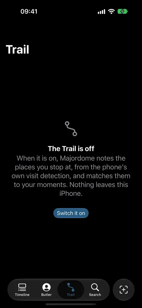 Majordome trail screen on iPhone, turned off